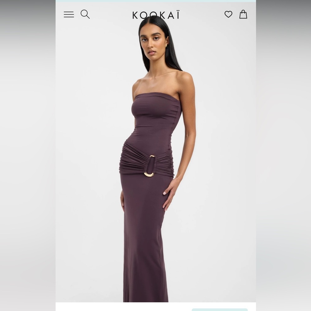Kookai Torin Trim Maxi Dress in Cocoa